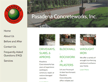 Tablet Screenshot of pasadenaconcreteworks.com